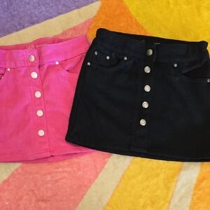 Stylish Pink and Black Button-Up Skirt